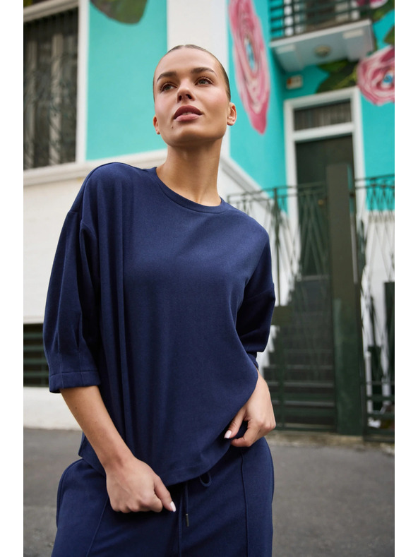 Moodo Kurzärmeliger Pullover dunkelblau Moodo