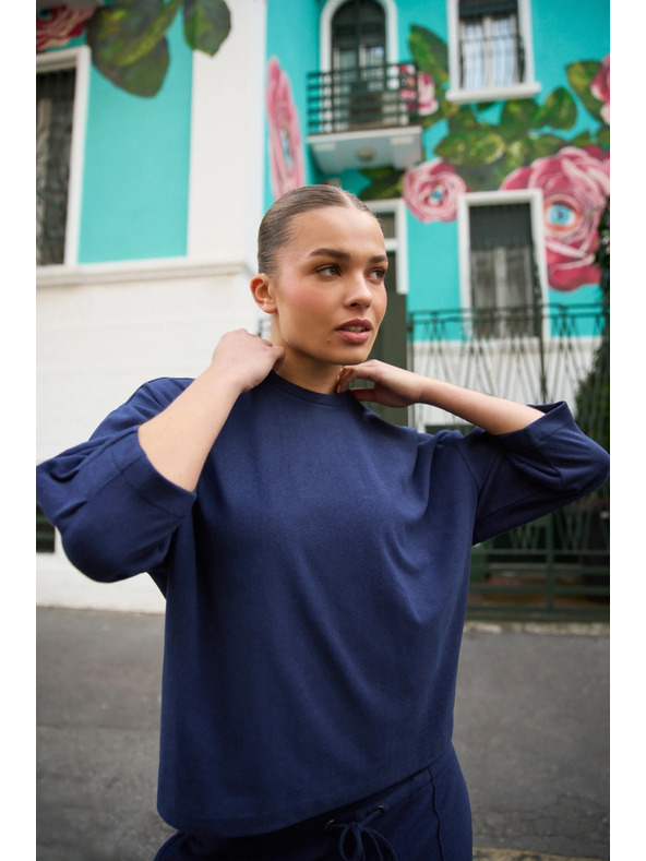 Moodo Kurzärmeliger Pullover dunkelblau Moodo