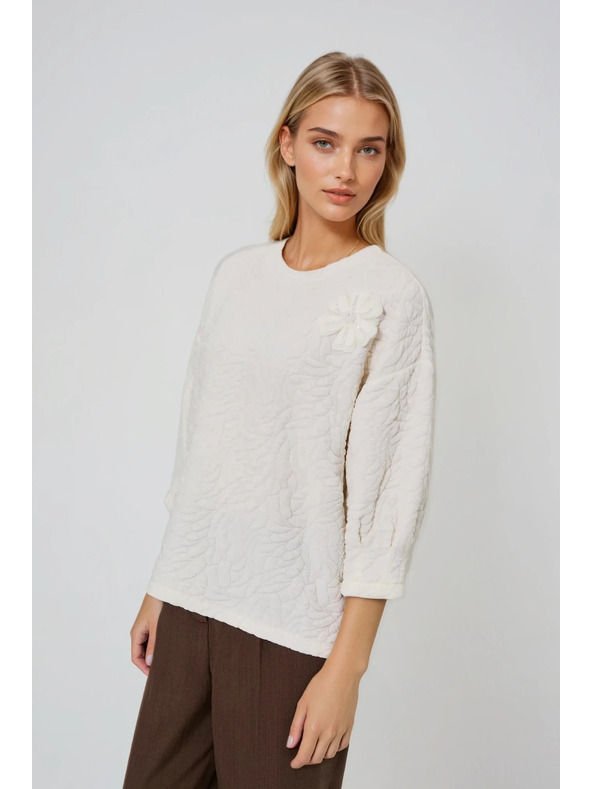 Moodo Sweatjacke aus strukturiertem Material weiß Moodo