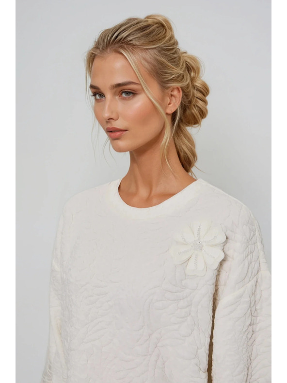 Moodo Sweatjacke aus strukturiertem Material weiß Moodo