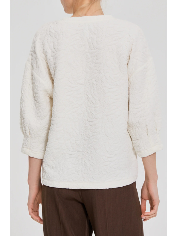 Moodo Sweatjacke aus strukturiertem Material weiß Moodo