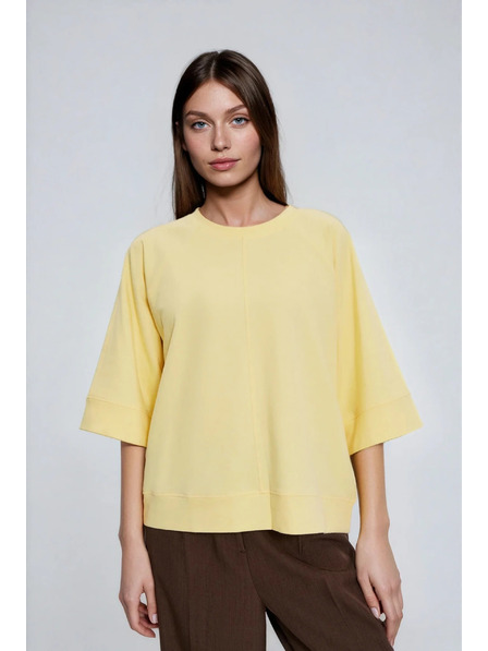 Moodo Sweater with Short and Wide Sleeves Yellow Moodo