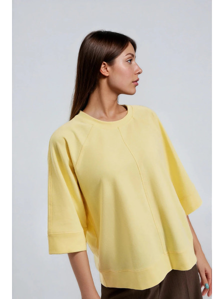 Moodo Sweater with Short and Wide Sleeves Yellow Moodo