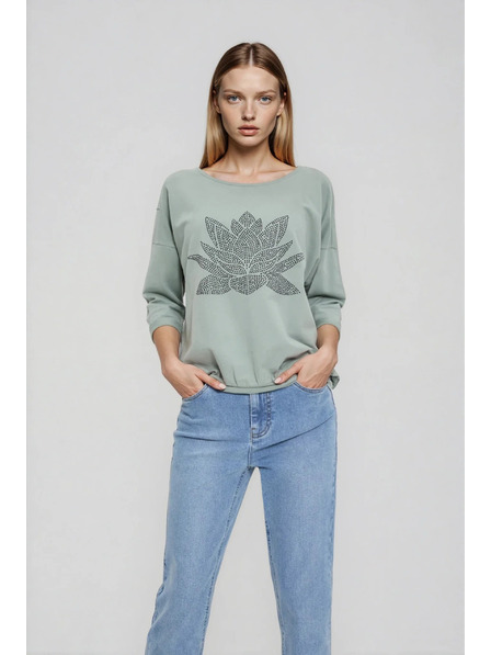 Moodo Baumwollbluse olivgrün Moodo