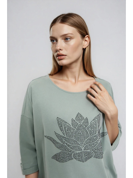 Moodo Baumwollbluse olivgrün Moodo