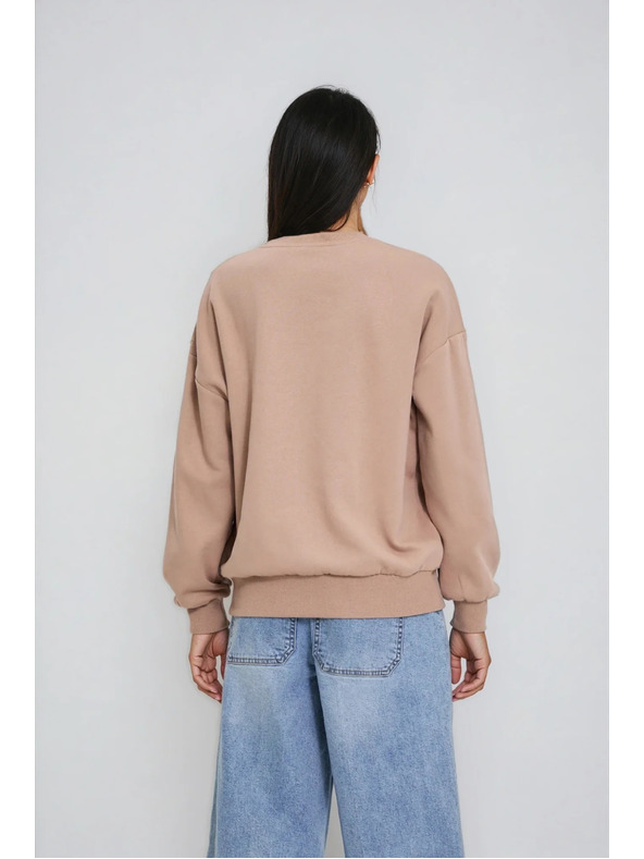 Moodo Pullover mit Blume beige Moodo