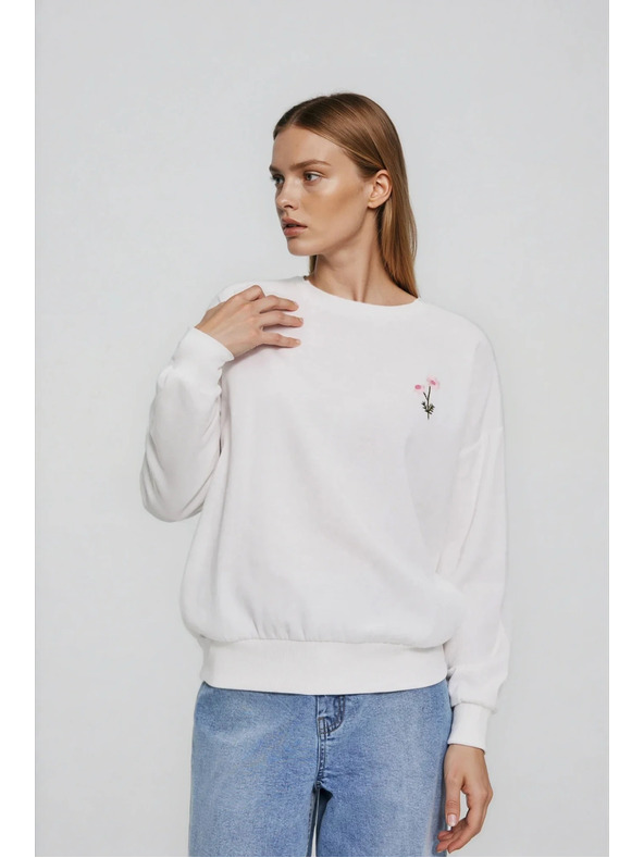 Moodo Bluse mit bestickter Blume weiß Moodo