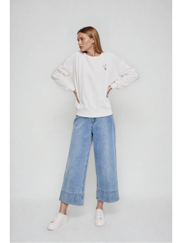 Moodo Bluse mit bestickter Blume weiß Moodo