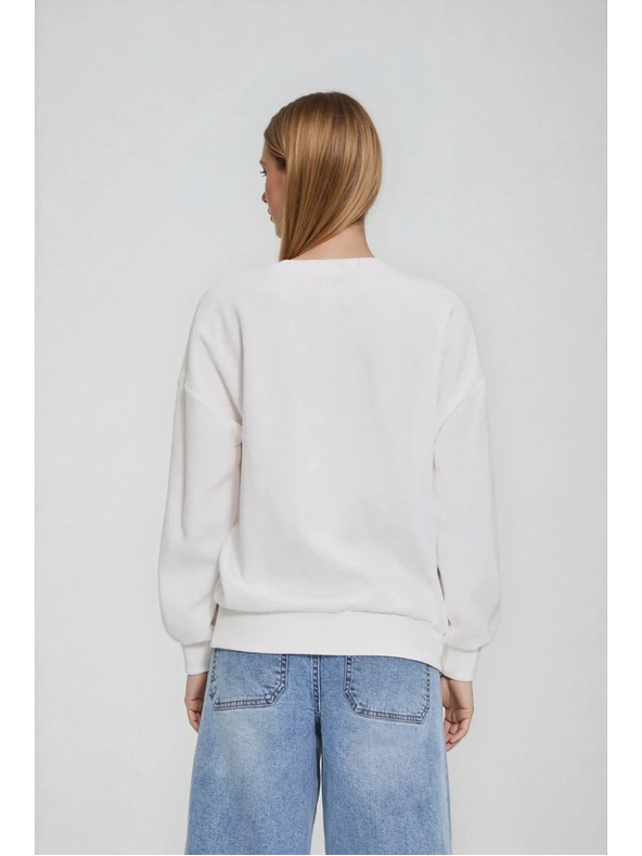 Moodo Bluse mit bestickter Blume weiß Moodo