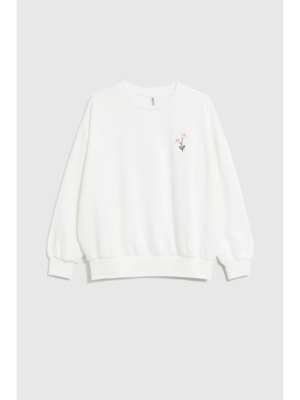 Moodo Bluse mit bestickter Blume weiß Moodo