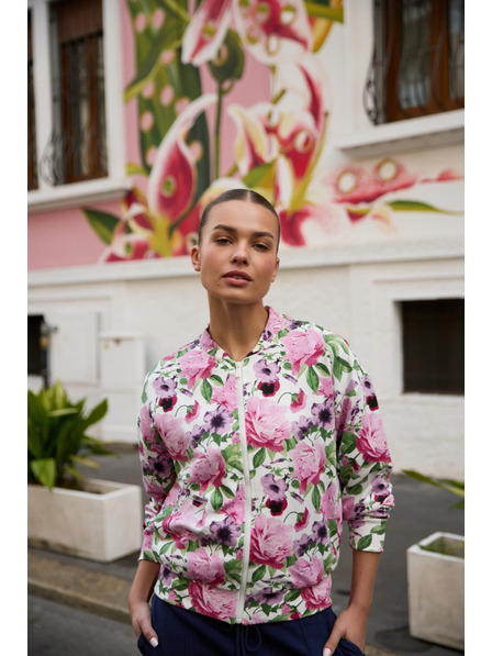 Moodo Offene Bluse mit Blumenmuster rosa Moodo