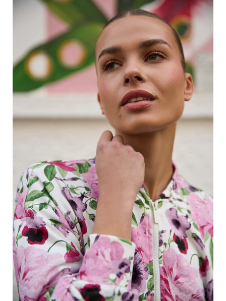 Moodo Offene Bluse mit Blumenmuster rosa Moodo