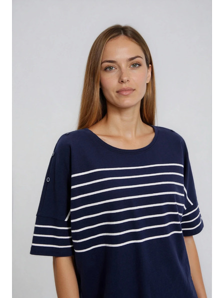 Moodo Gestreifte Sweatjacke dunkelblau Moodo