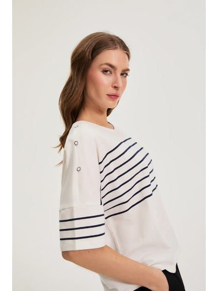 Moodo Gestreifte Sweatjacke in Weiß Moodo