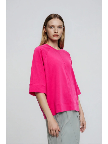 Moodo Sweater with Short and Wide Sleeves Fuchsia Moodo