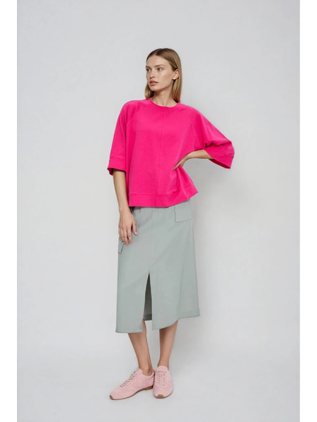 Moodo Sweater with Short and Wide Sleeves Fuchsia Moodo