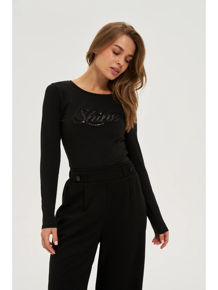 Moodo Bluse mit Pailletten in Schwarz Moodo