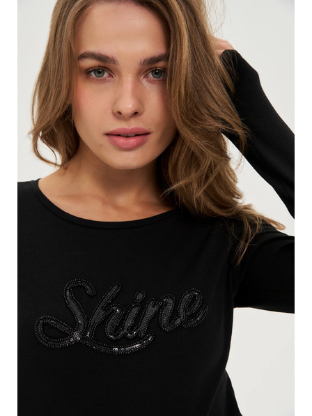 Moodo Bluse mit Pailletten in Schwarz Moodo