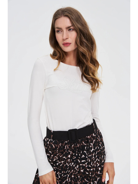 Moodo Bluse mit Pailletten in Weiß Moodo