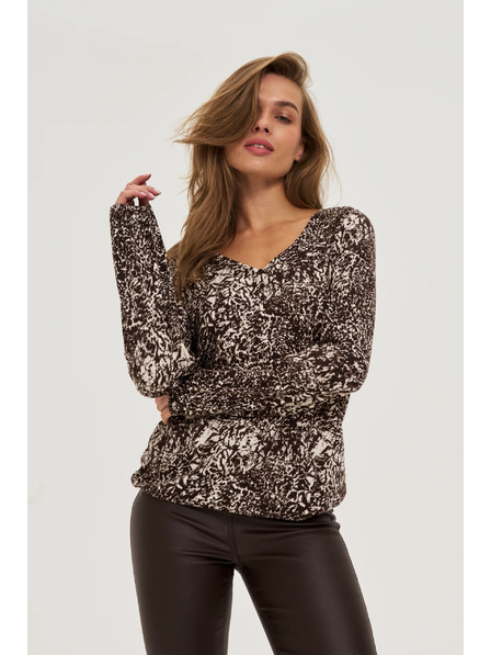 Moodo V-Ausschnitt Bluse in Braun Moodo