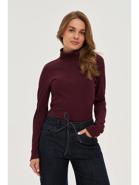 Moodo Baumwoll-Rollkragenpullover in Weinrot Moodo