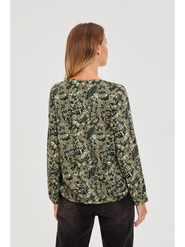 Moodo Olive Grüne Blumenbluse Moodo