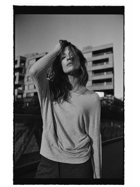 Moodo Ribbed Long Sleeve Blouse Gray Moodo