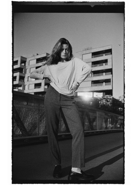 Moodo Ribbed Long Sleeve Blouse Gray Moodo