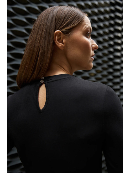 Moodo Eng anliegende schwarze Bluse Moodo