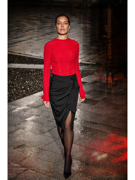 Moodo Rote Bluse mit Ziehärmeln Moodo