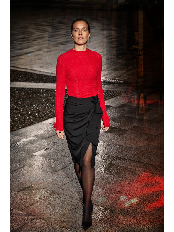 Moodo Rote Bluse mit Ziehärmeln Moodo