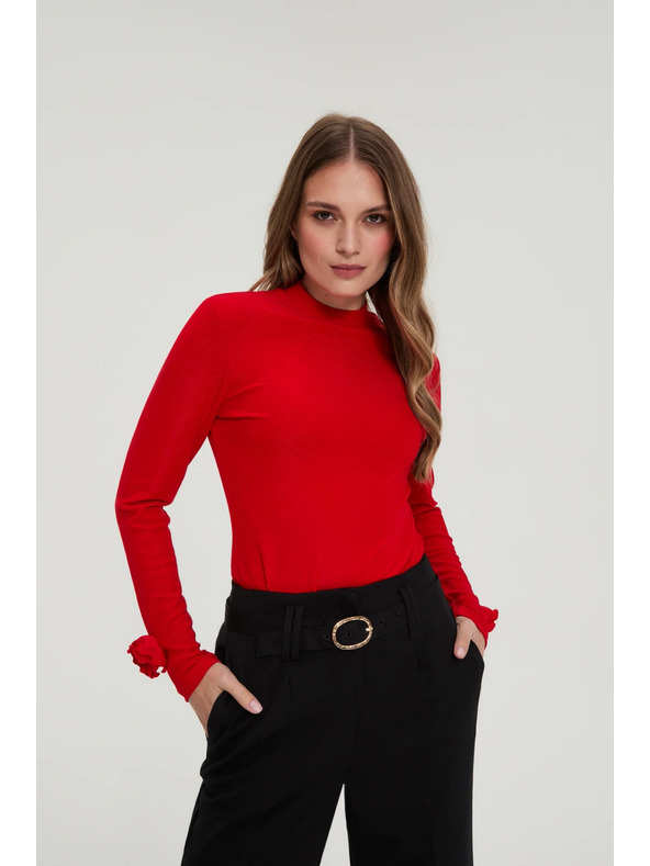 Moodo Rote Bluse mit Ziehärmeln Moodo