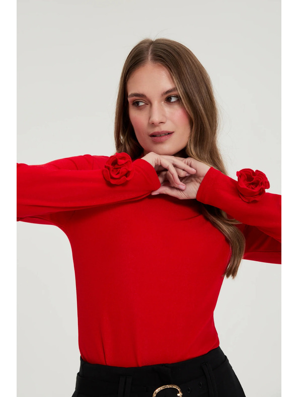 Moodo Rote Bluse mit Ziehärmeln Moodo