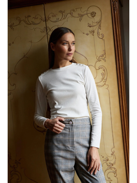 Moodo Baumwoll-Bluse mit langen Ärmeln in Weiß Moodo