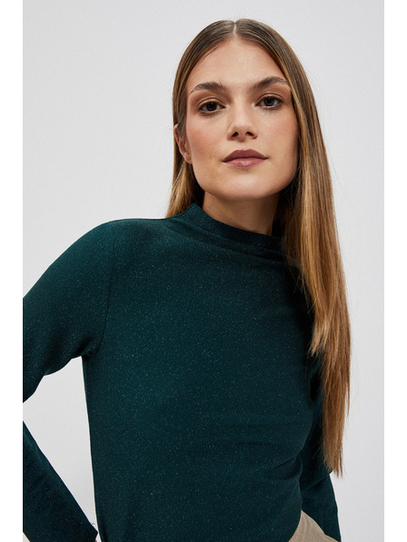 Moodo Bluse mit Metallfaden in Smaragdgrün Moodo