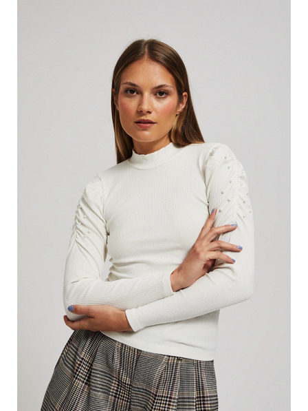 Moodo Bluse mit Puffärmeln in Perlmutt Moodo