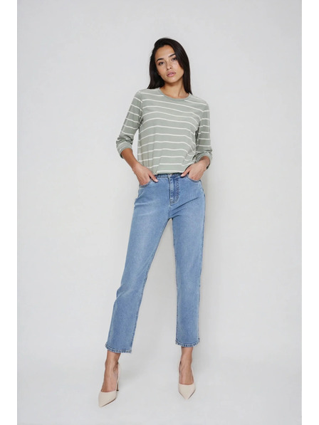 Moodo Olivgrün gestreifte Bluse Moodo