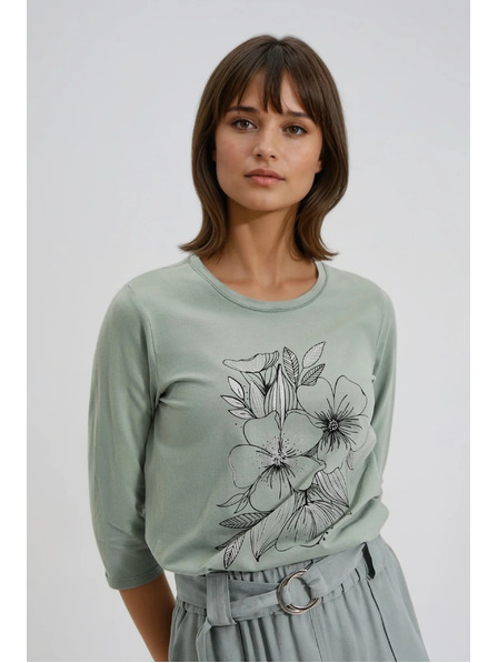 Moodo Bluse mit Blumenmuster olivgrün Moodo