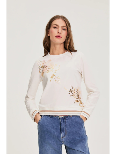 Moodo Baumwollbluse mit Print weiß Moodo