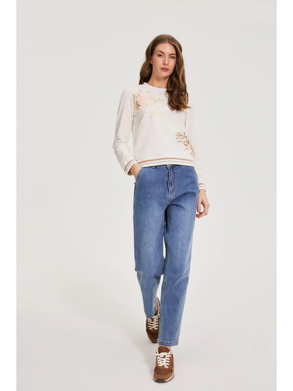 Moodo Baumwollbluse mit Print weiß Moodo