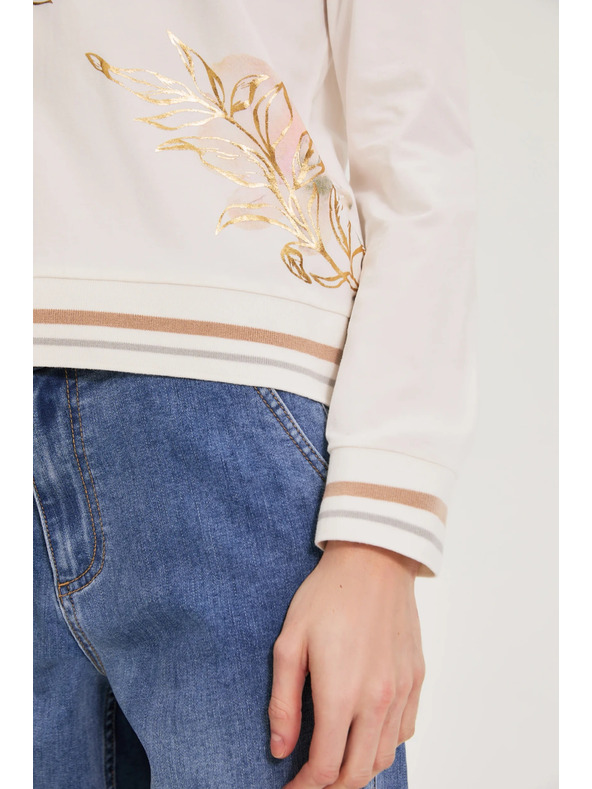 Moodo Baumwollbluse mit Print weiß Moodo