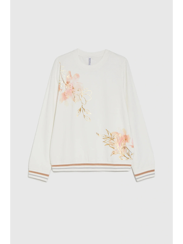 Moodo Baumwollbluse mit Print weiß Moodo