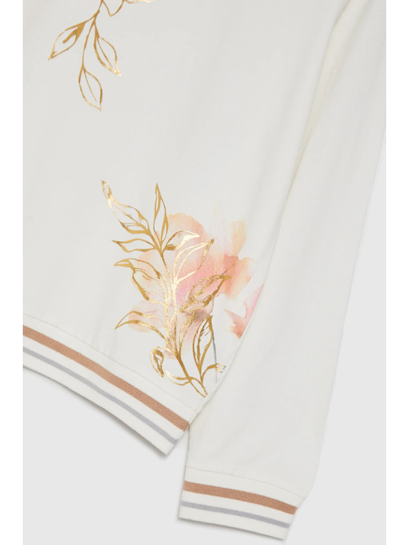 Moodo Baumwollbluse mit Print weiß Moodo