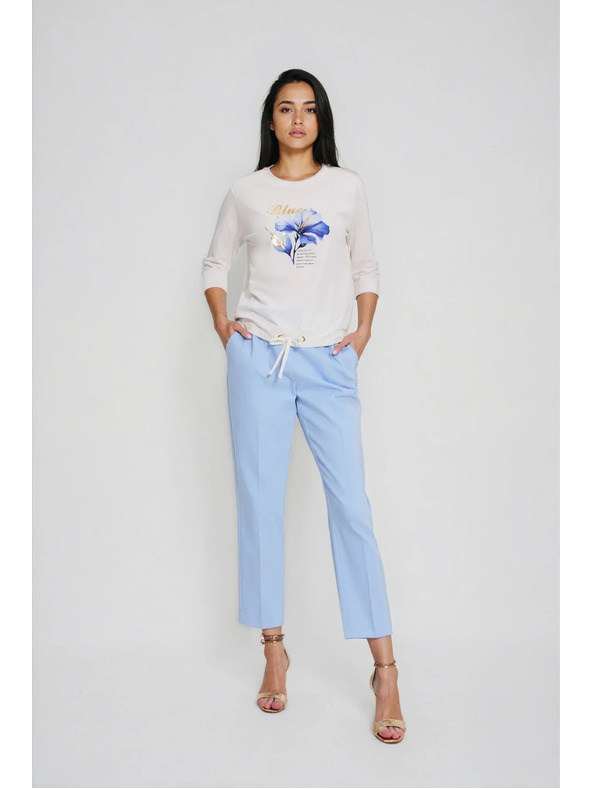 Moodo Bluse mit Print und Bindung weiß Moodo