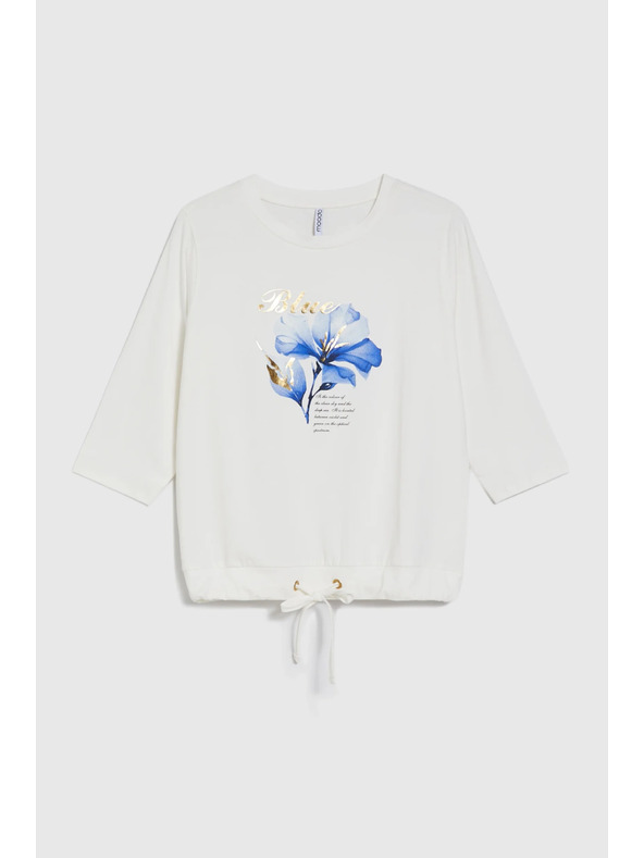 Moodo Bluse mit Print und Bindung weiß Moodo