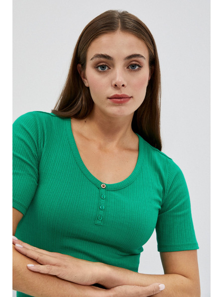 Moodo Bluse mit Rundhalsausschnitt und Knöpfen Moodo