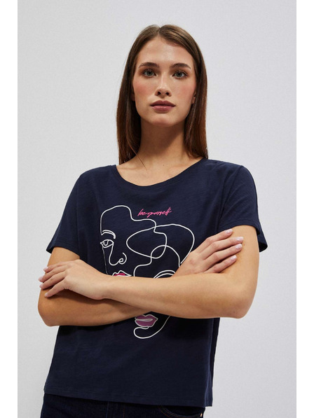 Moodo Bluse mit Gesichts-Print granatrot Moodo