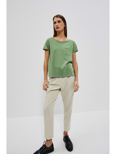 Moodo Baumwoll-T-Shirt mit Rundhalsausschnitt und Tasche olivgrün Moodo