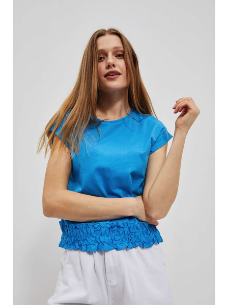 Moodo Glattes azurblaues T-Shirt Moodo