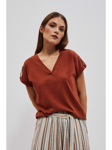 Moodo V-Ausschnitt Bluse in Braun Moodo